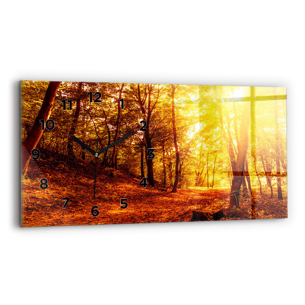 Horloge murale horizontale Paysage forestier au soleil