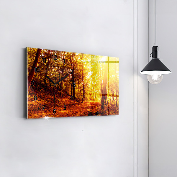 Horloge murale horizontale Paysage forestier au soleil