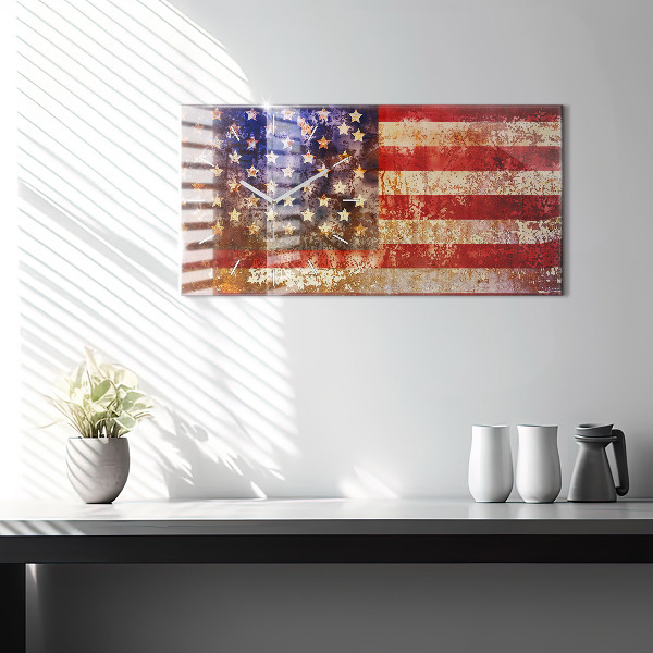 Horloge murale horizontale Drapeau américain vintage