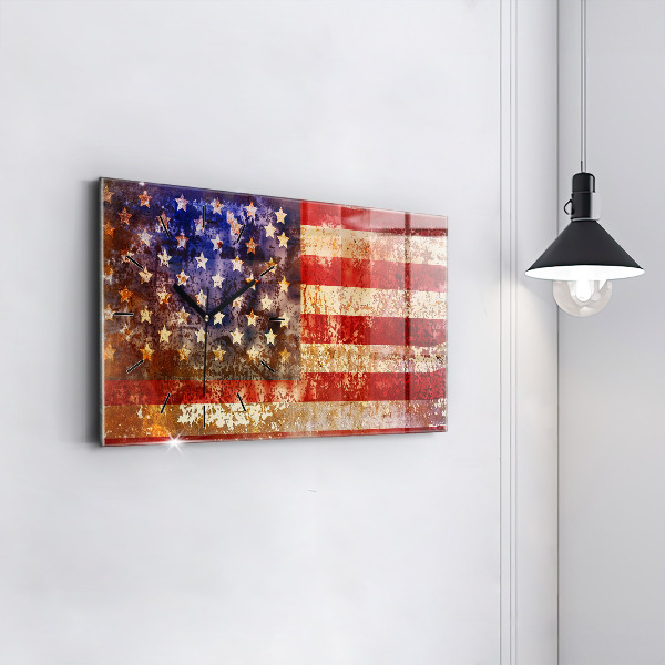 Horloge murale horizontale Drapeau américain vintage