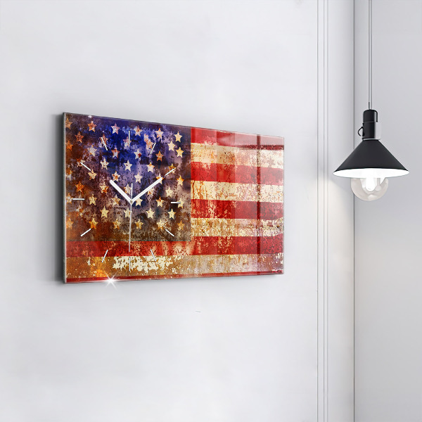 Horloge murale horizontale Drapeau américain vintage