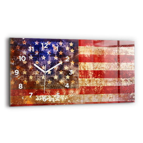 Horloge murale horizontale Drapeau américain vintage
