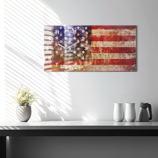 Horloge murale horizontale Drapeau américain vintage