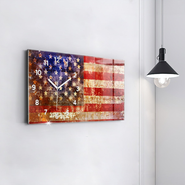 Horloge murale horizontale Drapeau américain vintage