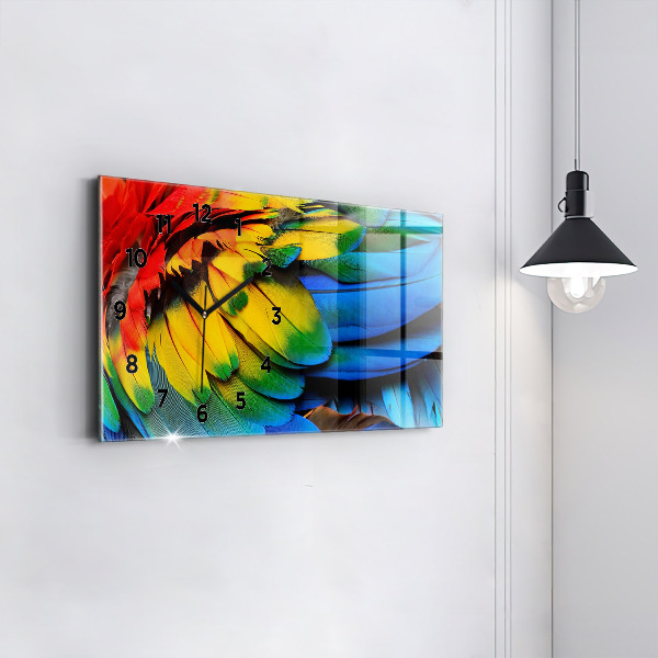 Horloge murale horizontale Ara aux ailes colorées