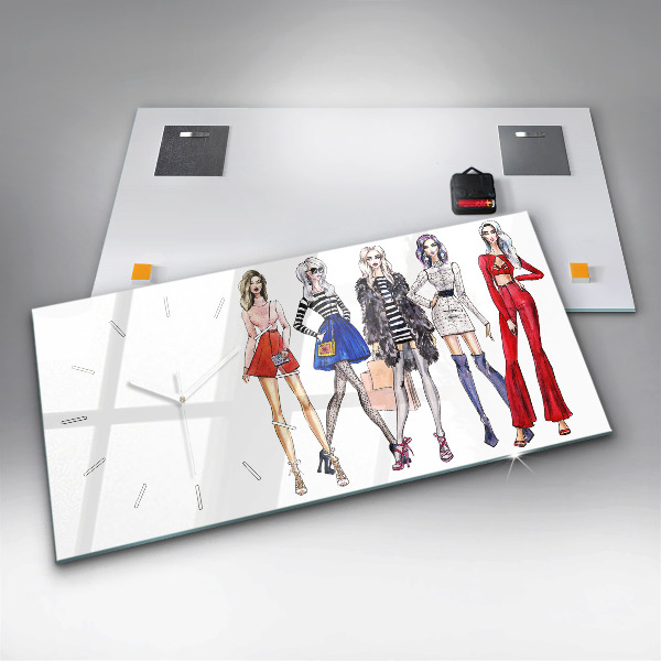 Horloge murale horizontale Filles à la mode