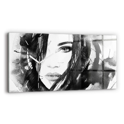 Horloge murale horizontale Portrait de femme aquarelle