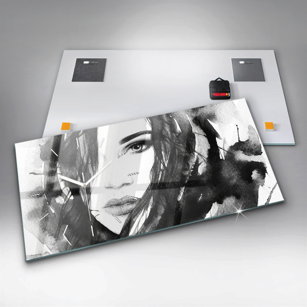 Horloge murale horizontale Portrait de femme aquarelle
