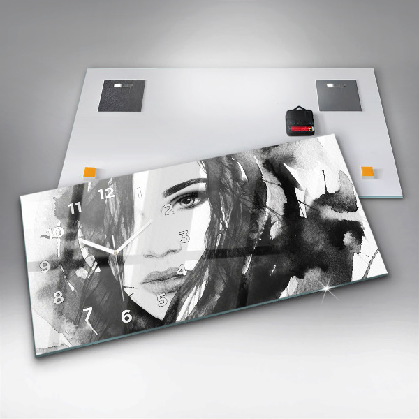 Horloge murale horizontale Portrait de femme aquarelle