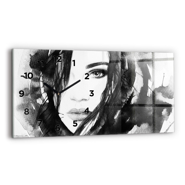 Horloge murale horizontale Portrait de femme aquarelle