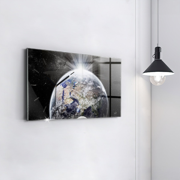 Horloge rectangulaire horizontale Terre Lune Soleil