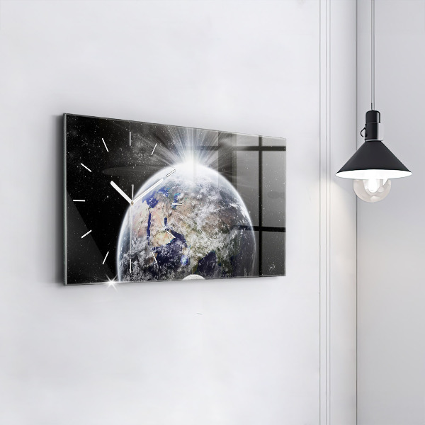 Horloge rectangulaire horizontale Terre Lune Soleil