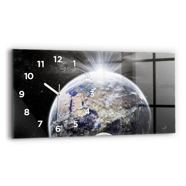 Horloge rectangulaire horizontale Terre Lune Soleil