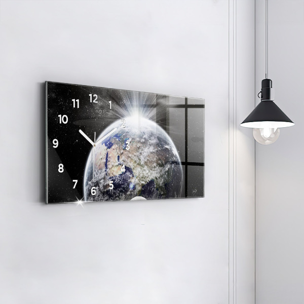 Horloge rectangulaire horizontale Terre Lune Soleil