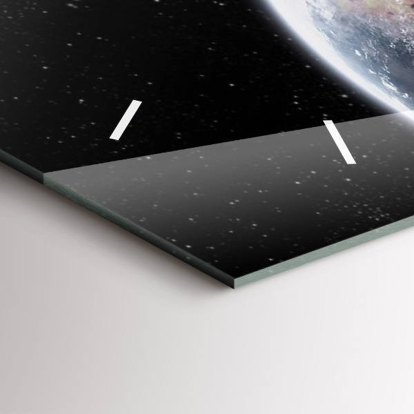 Horloge rectangulaire horizontale Terre Lune Soleil