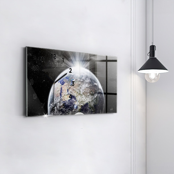 Horloge rectangulaire horizontale Terre Lune Soleil