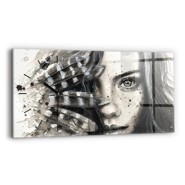 Horloge murale horizontale Portrait peint