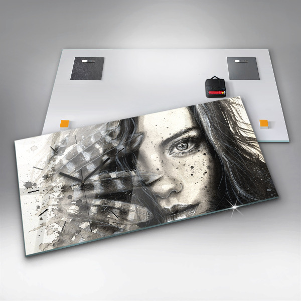 Horloge murale horizontale Portrait peint