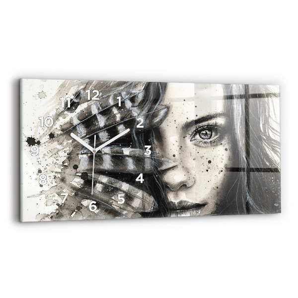 Horloge murale horizontale Portrait peint