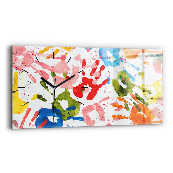 Horloge murale horizontale 'Empreintes de mains d''enfants'