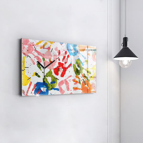 Horloge murale horizontale 'Empreintes de mains d''enfants'