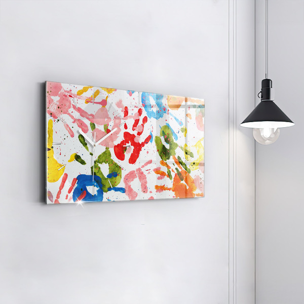 Horloge murale horizontale 'Empreintes de mains d''enfants'