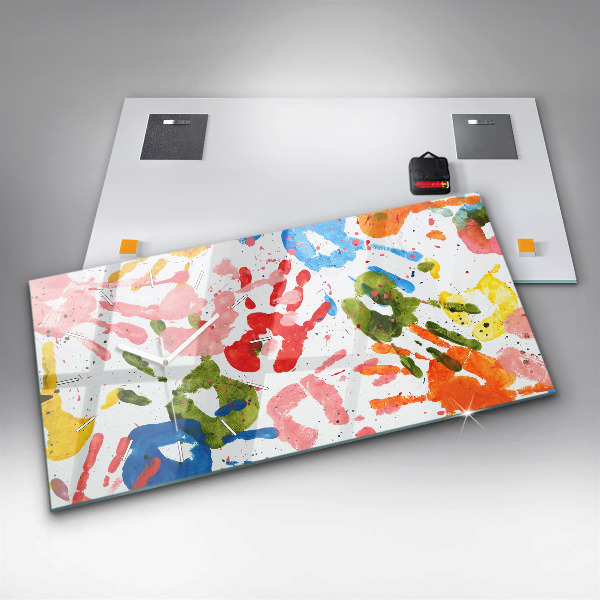 Horloge murale horizontale 'Empreintes de mains d''enfants'