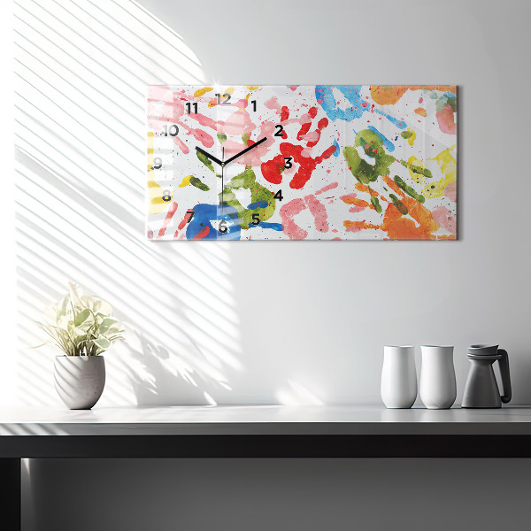 Horloge murale horizontale 'Empreintes de mains d''enfants'