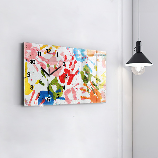 Horloge murale horizontale 'Empreintes de mains d''enfants'