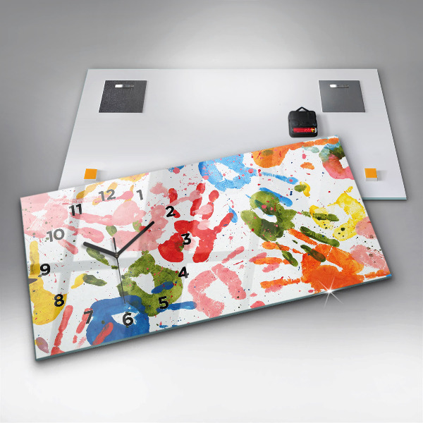 Horloge murale horizontale 'Empreintes de mains d''enfants'