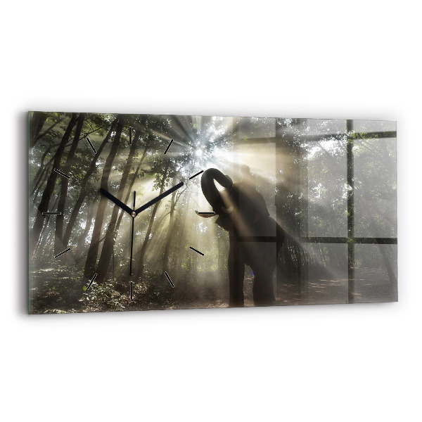 Horloge murale horizontale Éléphant dans la jungle
