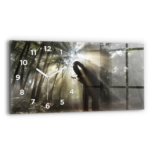 Horloge murale horizontale Éléphant dans la jungle