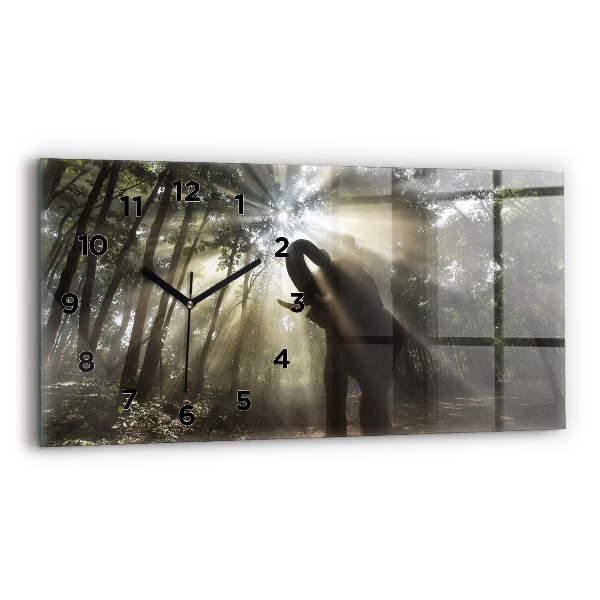 Horloge murale horizontale Éléphant dans la jungle