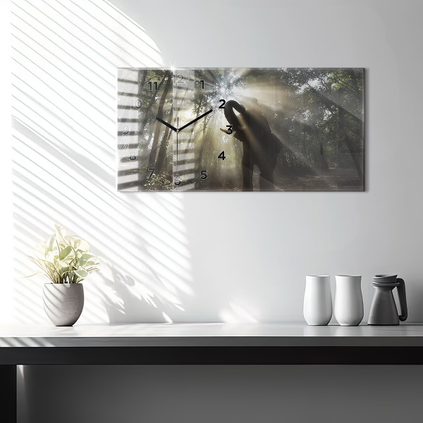Horloge murale horizontale Éléphant dans la jungle