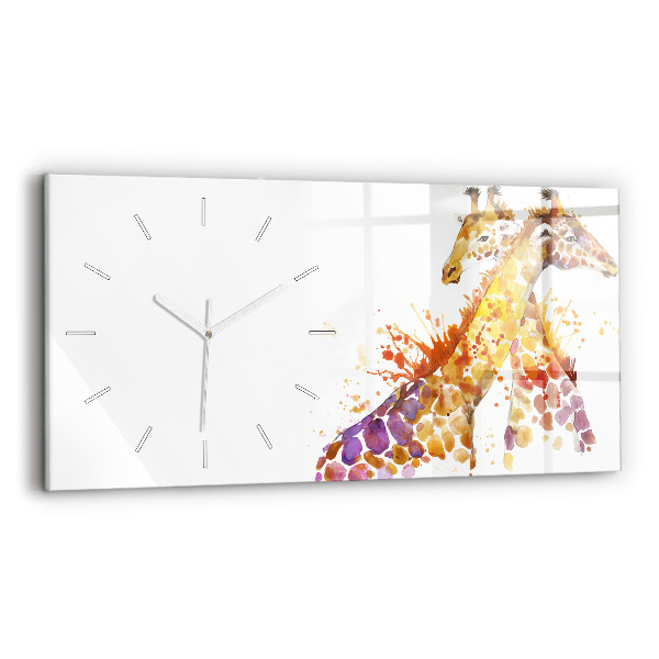 Horloge murale horizontale Girafe aquarelle