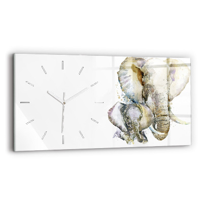 Horloge murale horizontale Animaux peints éléphants