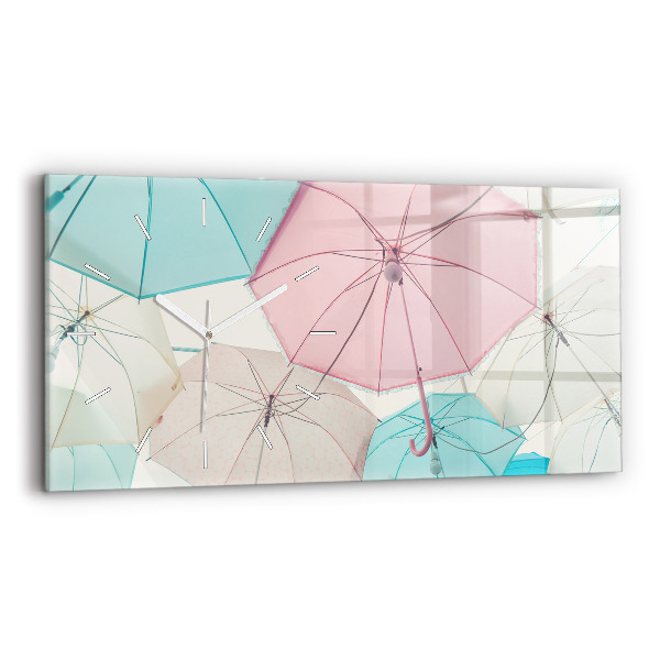 Horloge murale horizontale Parapluies pastel