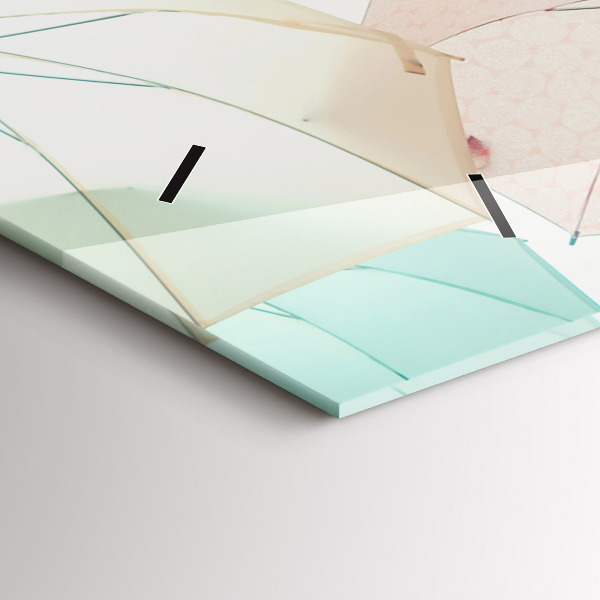 Horloge murale horizontale Parapluies pastel