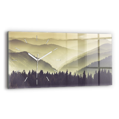 Horloge murale horizontale Pentes des montagnes brumeuses