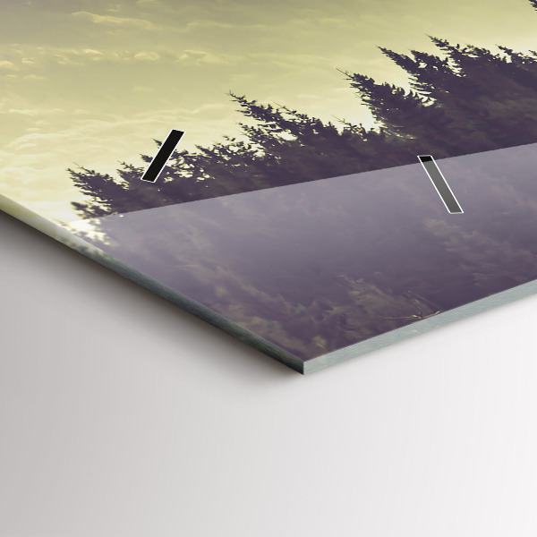 Horloge murale horizontale Pentes des montagnes brumeuses