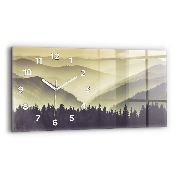 Horloge murale horizontale Pentes des montagnes brumeuses