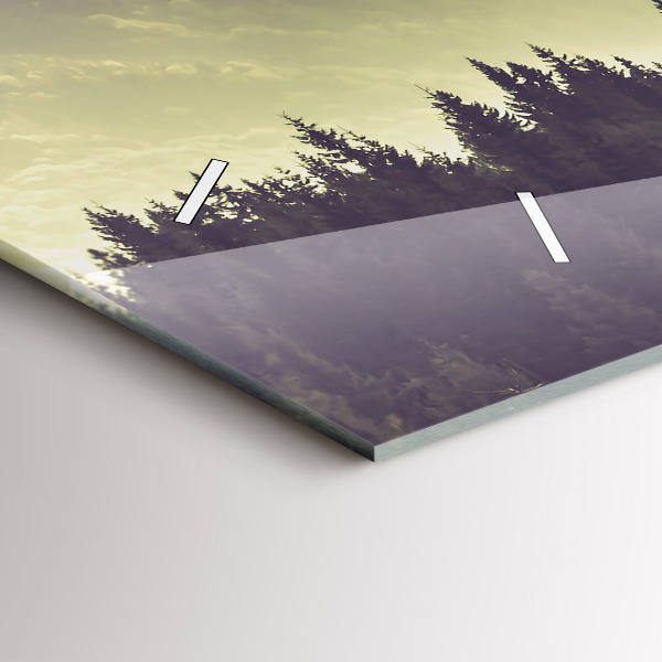 Horloge murale horizontale Pentes des montagnes brumeuses