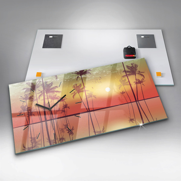 Horloge murale horizontale Palmiers tropicaux