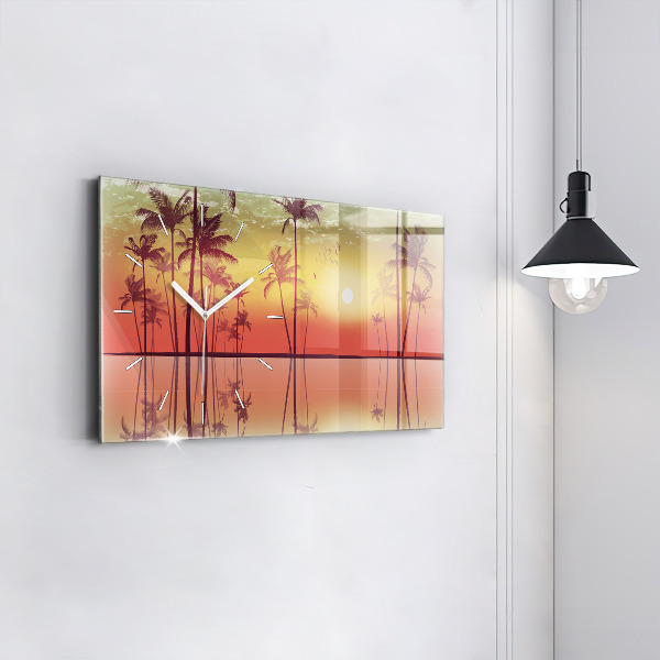 Horloge murale horizontale Palmiers tropicaux