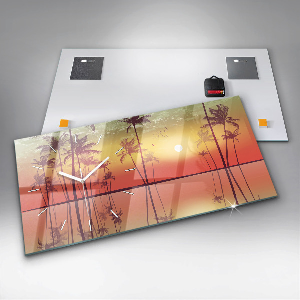 Horloge murale horizontale Palmiers tropicaux