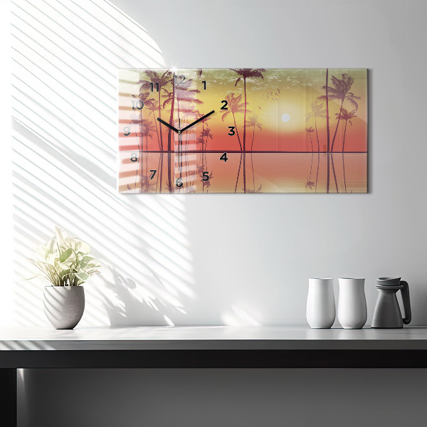 Horloge murale horizontale Palmiers tropicaux