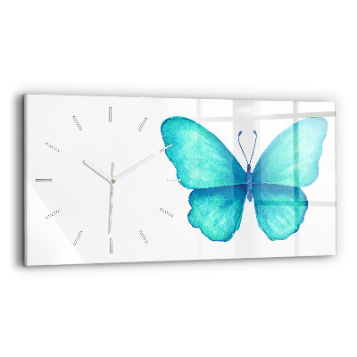 Horloge murale horizontale 'Papillon d''été turquoise'