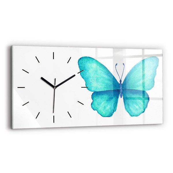 Horloge murale horizontale 'Papillon d''été turquoise'