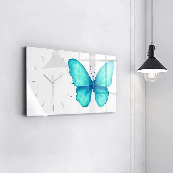 Horloge murale horizontale 'Papillon d''été turquoise'