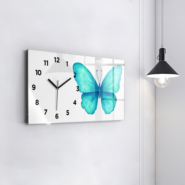 Horloge murale horizontale 'Papillon d''été turquoise'